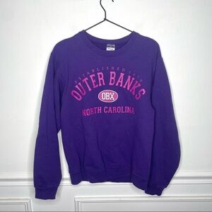 Outer Banks North Carolina Retro Purple and Pink Crewneck Sweatshirt Unisex S